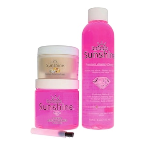 Sunshine Premium Jewelry Cleaner & Tarnish Remover Kit includes Cream, Solution, Brush  ~ Plant based ~  Safe for many metals + stones