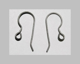 Titanium Ear Wires: 24 Hypoallergenic French Hooks, 20mm post Nickel-Free (12 Pairs)