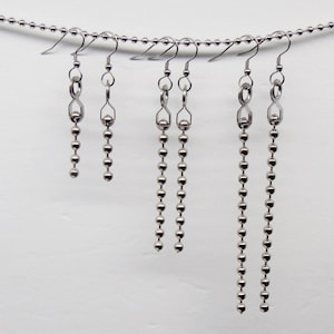 Chunky Stainless Ball Chain Dangle Earrings  ~ Industrial Design ~ Linear Drop ~ All stainless steel ~ Make your Statement Pick your Length
