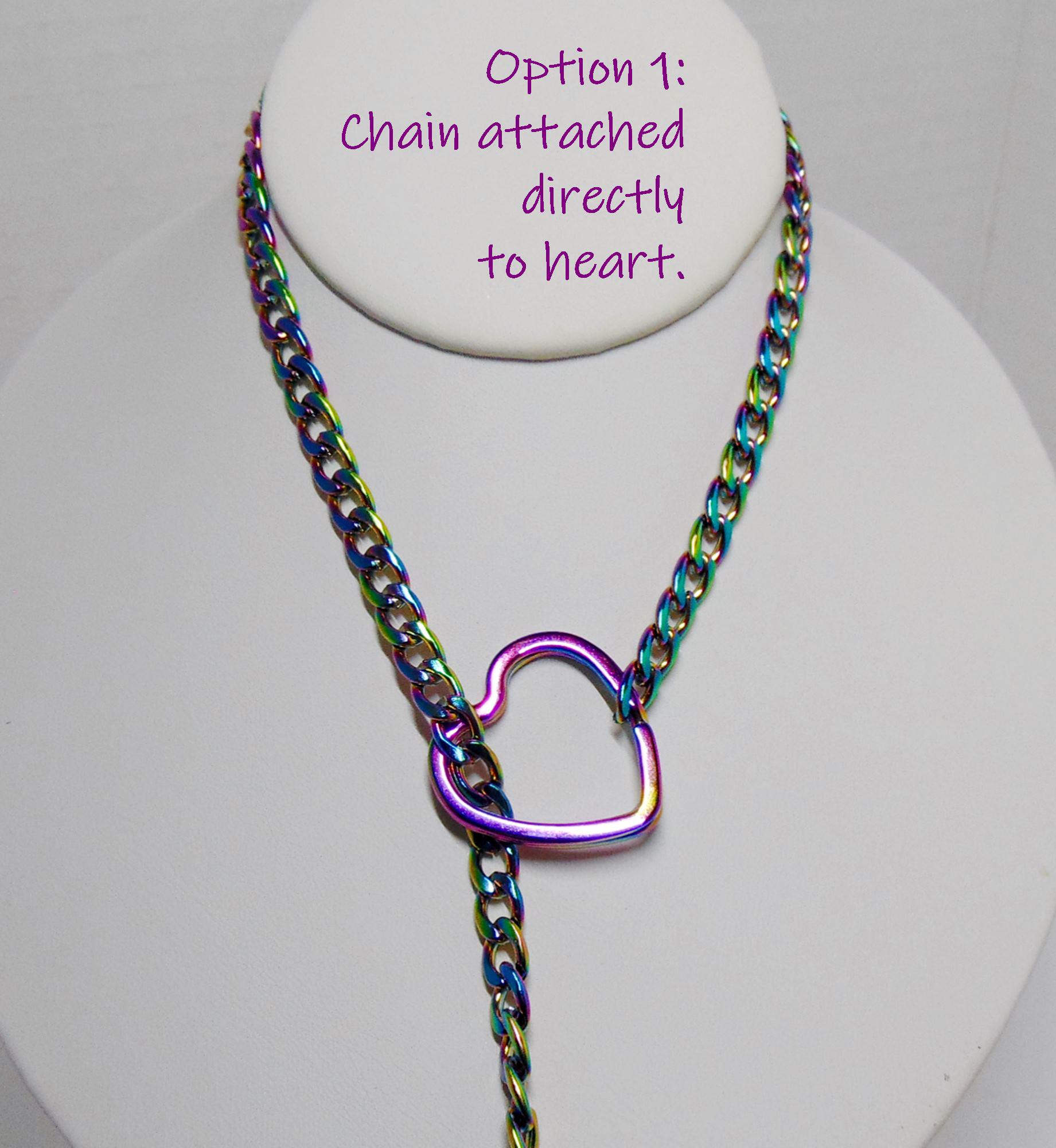 ●VVV● Rainbow Unbalanced Heart Bead Chain Necklace 25SSNK1 Rainbow Unbalanced Heart Bead Chain Necklace - VVV브이브이브이