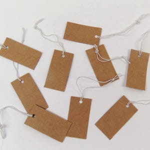 Kraft Price Tags with Elastic String ~ Sturdy Blank Paper Tag to write on   ~ Easy to use elastic cord 1.37" x 0.71" (35mm x 18mm)