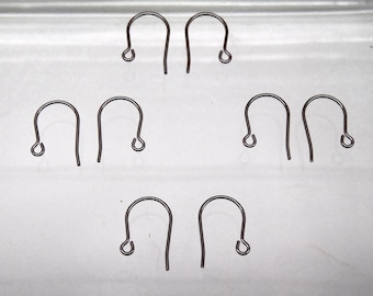 24 TITANIUM Ear Wires ~ Hook with open Loop ~ Hypo-Allergenic  ~ 15mm Post