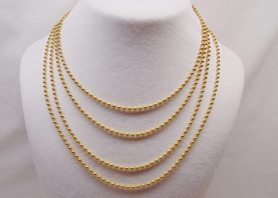 100% BRASS Ball Chain ~ NECKLACE Lengths  16 thru 36 inch long ~ 3.2mm Chain ~ Stack and Layer!