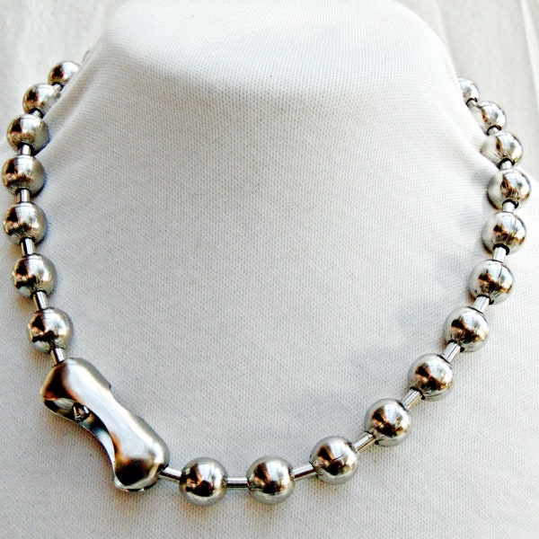 Extra Large BALL Chain Necklace ~ Chunky Steel Bead Choker  ~ Statement Necklace 12mm #30 ~ 90's Retro Goth Bracelet Lengths too!