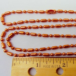 Bulk COPPER Ball + Bar Chain ~ 4.5mm ~ #10 Size ~  5-ft to 100-ft ~ You Pick Length + Connectors ~ Made in U.S.A. 99.97% Pure