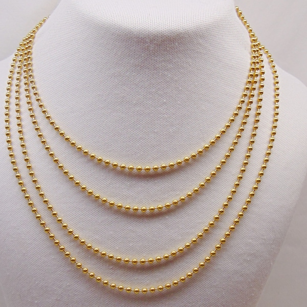 100% BRASS Ball Chain ~ NECKLACE Lengths  16 thru 36 inch long ~ 3.2mm Chain ~ Stack and Layer!