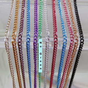 Colored Chain ~ Pick your Colors ~  6 foot lengths~  Anodized Aluminum Curb Chain 3mm ~ Bright Lightweight Versatile Nickel/Lead Free