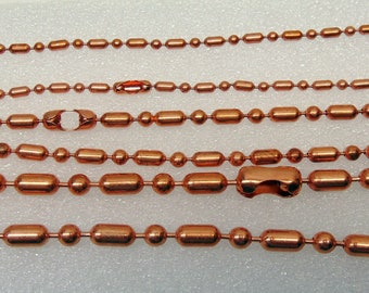 Pure COPPER Waist Chain ~ Ball and Bar Belly Chain ~ 3 sizes available ~ Natural copper chain ~ Necklace, Bracelet and Anklet Lengths, too!