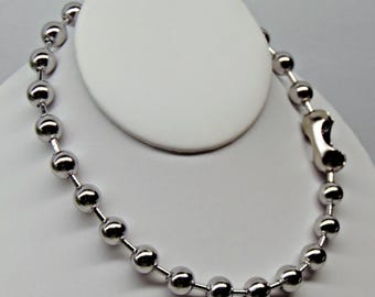 Large 10mm Stainless Steel Ball Chain Necklace or Bracelet ~ Chunky Choker  ~ Statement Necklace Goth Retro Urban Smooth Shiny  ~ Great Gift
