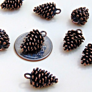 Pine Cone Charms ~ Antique Copper finish ~ Nickel free metal ~ 20mm / 3/4" high  Quantity of 5 / 10 / 20 Pendants