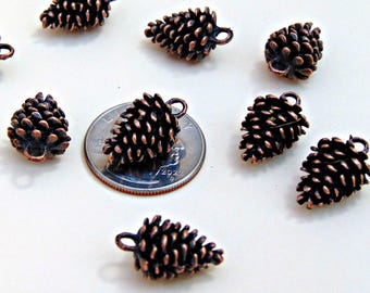 Pine Cone Charms ~ Antique Copper finish ~ Nickel free metal ~ 20mm / 3/4" high  Quantity of 5 / 10 / 20 Pendants