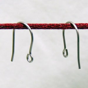 Simple Basic TITANIUM Ear Wires ~ Hook with open Loop ~ Grade 1 No Nickel ~ 15mm Post ~ EU Compliant ~