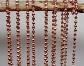 COPPER Ball CHAIN 3.2mm Faceted Bead / #6 size Various Necklace Lengths and Quantities ~  Nickel-Free Made in U.S.A. 99.97% Pure