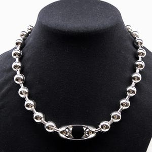 12mm Ball Chain Necklace Choker 18" ~ Extra Large Beads ~ Oversized Ball Chain ~ NPS Steel Beads 1/2" ~ Rocker Biker Goth ~ Gift Pouch