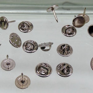 Steel Tie Tacs with Backs ~ Lapel Pins Scatter Pins ~ 9.5mm pad x  10.5  Post ~  Sturdy ~  DIY Jewelry ~ Pick your Quantity