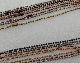 Ball Chain Necklaces  ~ 2.4mm ~ 24" Long~  Sets of 5 or 10 ~ Pick color / metal ~ Copper~Antique Brass~Black~Stainless ~ Wear alone/together