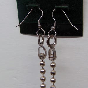 Chunky Stainless Ball Chain Dangle Earrings ~ Industrial Design ~ Linear Drop ~ All stainless steel ~ Make your Statement Pick your Length immagine 2
