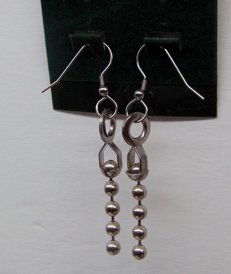 Chunky Stainless Ball Chain Dangle Earrings ~ Industrial Design ~ Linear Drop ~ All stainless steel ~ Make your Statement Pick your Length immagine 2
