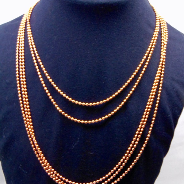 Solid COPPER BALL CHAIN Necklaces  2.4mm Bead / #3 size Various Lengths and Quantities ~ Pick your Length ~ Made in U.S.A. 99.97% Pure