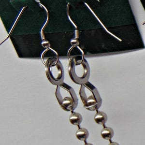 Chunky Stainless Ball Chain Dangle Earrings ~ Industrial Design ~ Linear Drop ~ All stainless steel ~ Make your Statement Pick your Length immagine 3