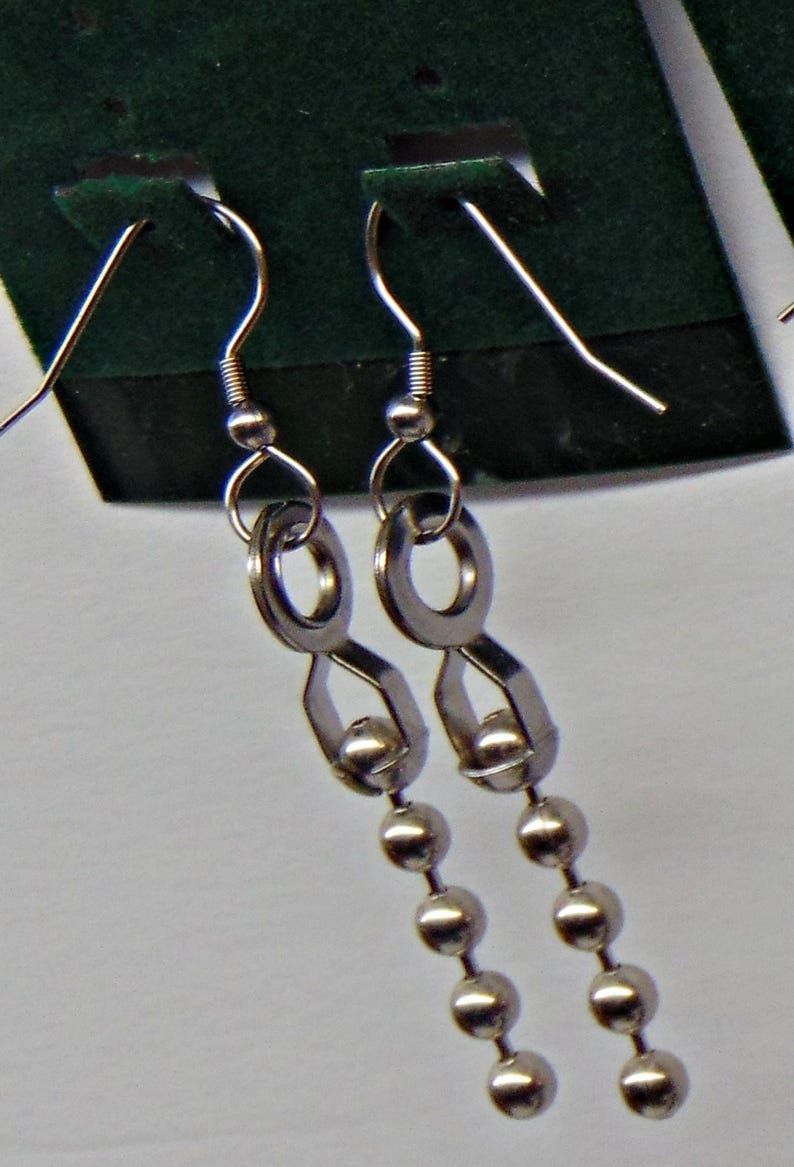 Chunky Stainless Ball Chain Dangle Earrings ~ Industrial Design ~ Linear Drop ~ All stainless steel ~ Make your Statement Pick your Length immagine 3