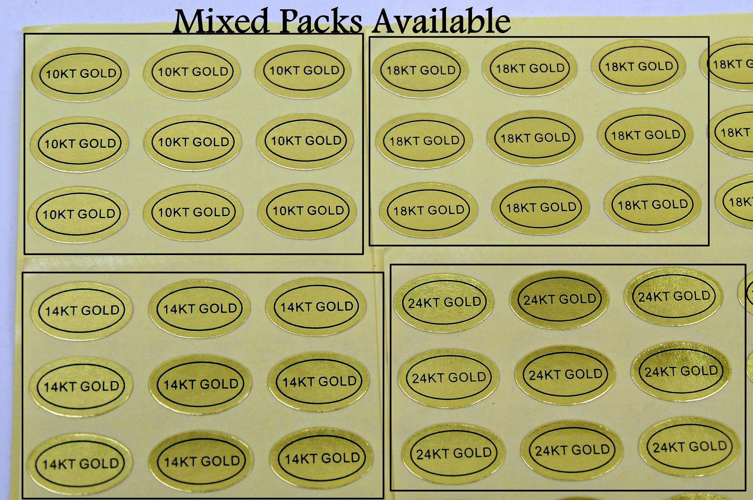 Gold Foil Labels Marked 18KT GOLD Peel off Adhesive Labels Tags
