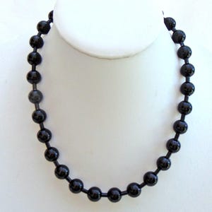 BIG Glossy BLACK BALL Chain Necklace or Bracelets ~ 12mm / 1/2" bead #30 Size Shiny black coating ~ Goth Chunky statement size ~ Free Bag