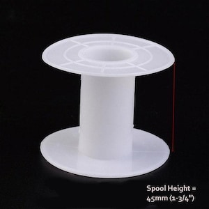 White Plastic Spools  -  Empty Bobbins for Cord, Wire, Ribbon 1-3/4" Tall