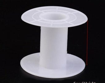 White Plastic Spools  -  Empty Bobbins for Cord, Wire, Ribbon 1-3/4" Tall