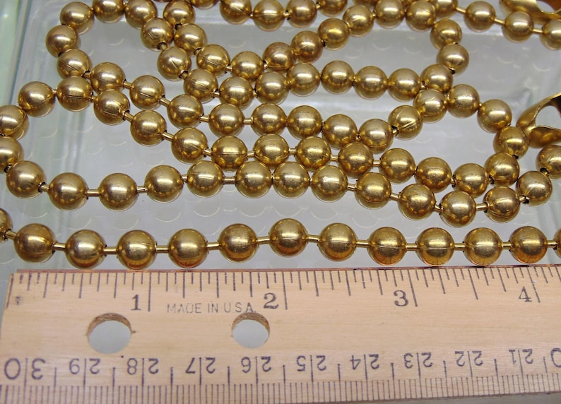 Large 8mm 100% Brass BALL CHAIN Round Bead 8mm / #15 size ~ Bulk Lengths 3 feet to 50 feet Bright or Patina Finish ~ Connectors available Bild 4