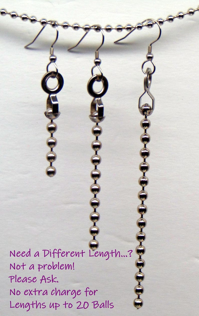 Chunky Stainless Ball Chain Dangle Earrings ~ Industrial Design ~ Linear Drop ~ All stainless steel ~ Make your Statement Pick your Length immagine 9