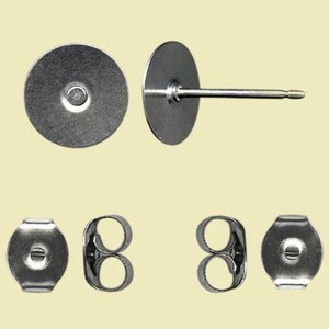 Titanium Earring Posts w/ 10mm Pads (stainless ) Hypo Allergenic Includes Ear Nuts ~  12 ~ 24 ~ 50 ~ 10 ~ 200 Quality Implant Grade Titanium