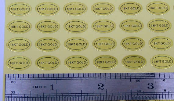 Gold Foil Labels Marked 18KT GOLD Peel off Adhesive Labels Tags