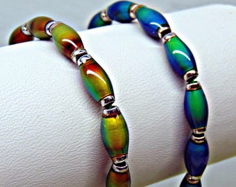 Elliptical Mood Beads  5mm x 12mm  ~  Lots of  5,  10,  20, or 50  ~  Torpedo Shape ~ Great for Focal Bead ~ Color Changing Mirage Bead