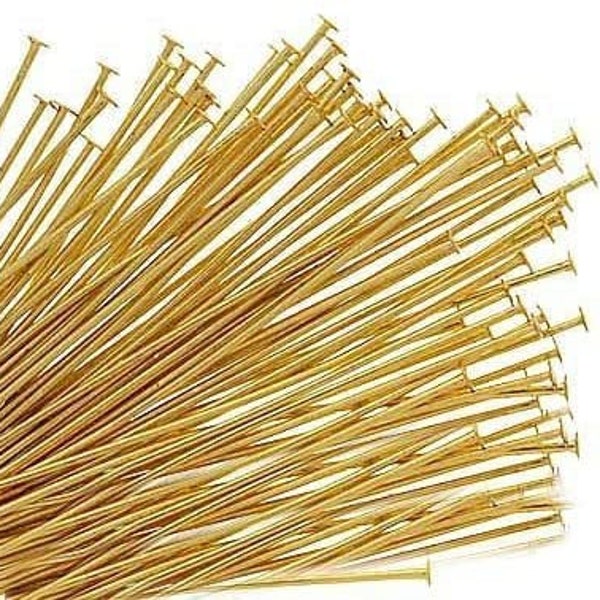 HEADPINS 3 inch 21 gauge GOLD Plated Brass ~ No Lead No Nickel Head Pins Various Quantities 50 - 500