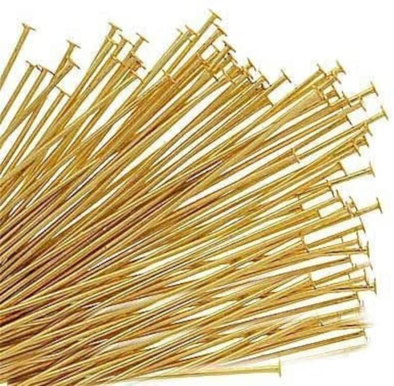 HEADPINS 3 inch 21 gauge GOLD Plated Brass No Lead No Nickel Head Pins Various Quantities 50 500 image 1