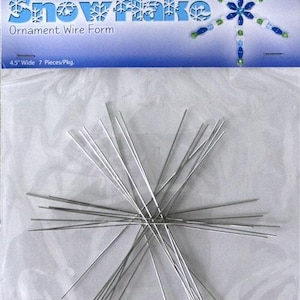 SNOWFLAKE Ornament Wire Forms ~ 4.5" BeadSmith Brand 7 Wires per pack (4" inch)~ You add Beads ~ Make mobiles / sun catchers