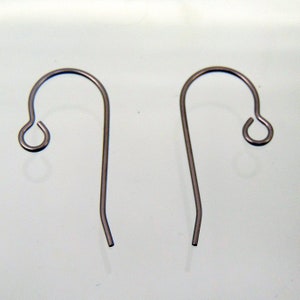 25 Pairs TITANIUM Ear Wires ~ Hook with open Loop ~ 24mm Post Grade ~ No Nickel  ~ HypoAllergenic  earrings 50 Ear Hooks  ~ Implant Grade