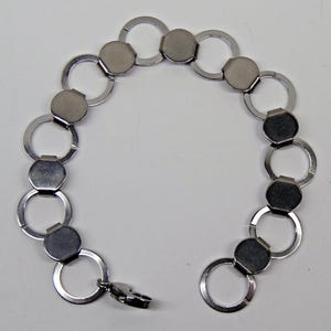 BRACELET BLANKS Forms ~ 9 Round PADS w/ Flat connecting Loop Stainless Steel 7-3/4" Long Disk + Loop ~ Glue Beads Buttons or Cabochons