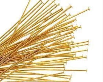 Wholesale Lot 500 or 1000 HEADPINS 2 inch 21 gauge GOLD Plated Brass ~ No Lead No Nickel Head Pins