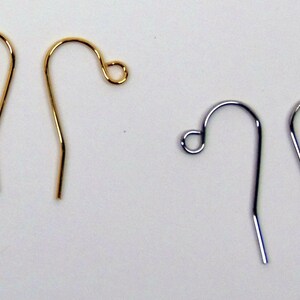 100 Pairs Stainless Steel Ear Wires Hooks  ~ 50 pr Gold Plated & 50 pr SS ~  21mm length  w/ Open Loop end ~ Simple Design Sturdy