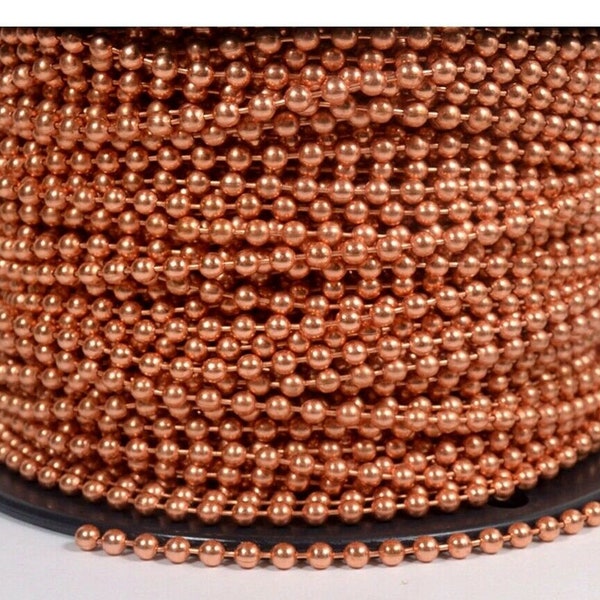 COPPER Ball Chain 4.5mm ~ #10 Various Bulk Lengths 5-ft to 100-ft ~ You Pick Length and Connectors ~ No Nickel ~ Made in USA