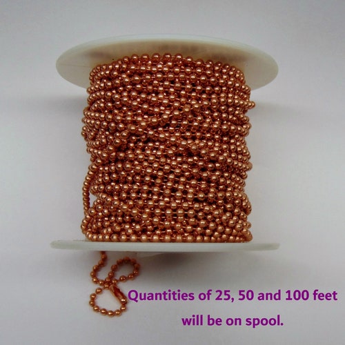 100 COPPER BALL CHAIN 3.2mm Round Bead / 6 Size Bulk Etsy