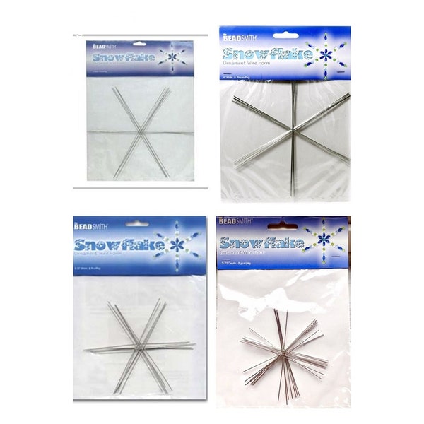 SNOWFLAKE Ornament Wire Forms ~ BeadSmith Brand: 4 Sizes  Available  plus Assorted Pack