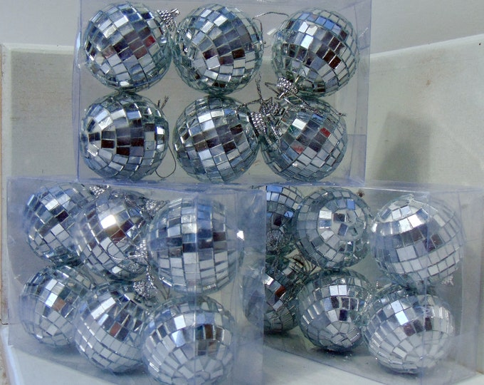 Box of Six  2" inch  Disco Ball w/ Cord ~ Sparkle + Shine ~ Weddings~ Key Rings ~ Sun Catcher ~ Window Ornament ~ Hanging Mirror Ball