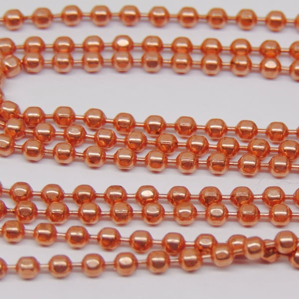 Faceted COPPER BALL Chain 2.4mm / #3 size ~ Bulk Lengths 5-ft, 10-ft, 15-ft, 25-ft, 50-feet or 100 feet Includes Connectors ~ Made in USA