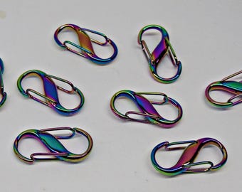 S Hook Carabiner Clasp Rainbow Findings 27mm  1.06" Long with Dual Gate Snap opening ~ 1 inch S-Biner