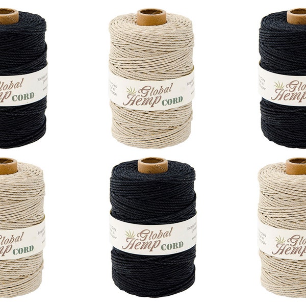 Hemp Cord, 450-feet ~ 48# Test Weight , 1.5m Twine diameter, Large 450 ft per spool Black + Natural or Mix ~ Crafts ~ Macramé ~ Bracelets