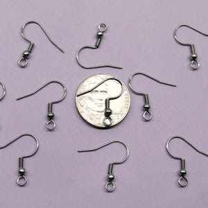 Surgical Stainless STEEL EAR WIRES French Hooks w/ Bead + Coil ~ 18mm post ~  Sturdy earring ~ Average size ear wire