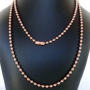 COPPER Ball CHAIN Necklaces 4.5mm ~3/16&quot; Round Bead #10 ~ You Choose Length + Quantity ~ Made in USA ~ No Lead ~ No Nickel ~ 99.97% Pure